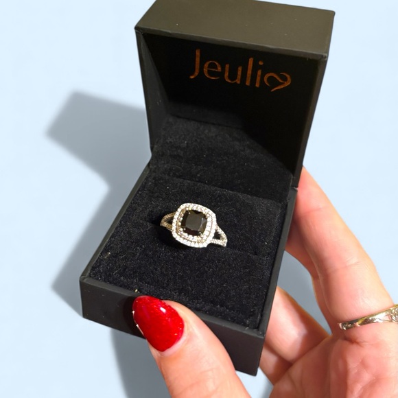 Jeulia Black Onyx Double Halo Ring - Picture 7 of 7